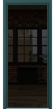 Алюминиевая межкомнатная дверь 1AG («зеленый матовый» / триплекс черный) — 4768
