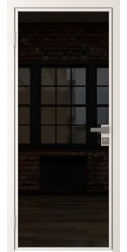 Межкомнатная стеклянная дверь 1AG (алюминиевая белая, триплекс черный)