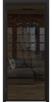 Дверь межкомнатная, 1AG (алюминиевая черная, стекло тонированное)