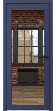 Межкомнатная дверь, 1AGP (алюминиевая синяя, зеркало)