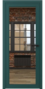 Алюминиевая межкомнатная дверь 1AGP («зеленый матовый» / зеркало) — 4629