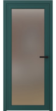 Межкомнатная стеклянная дверь 1AGP (алюминиевая зеленая, сатинат)