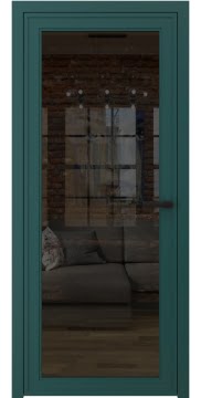 Алюминиевая межкомнатная дверь 1AGP («зеленый матовый» / стекло тонированное) — 4627