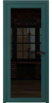 Алюминиевая межкомнатная дверь 1AGP («зеленый матовый» / триплекс черный) — 4624
