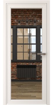 Межкомнатная дверь Лофт, 1AGP (алюминиевая белая, зеркало)