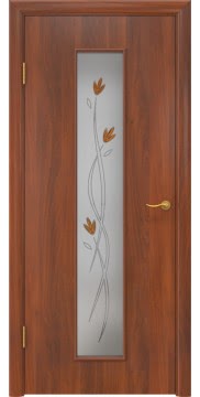 Дверь в стиле модерн, 600x2000 мм, 22Х (ламинированная итальянский орех, стекло с фьюзингом)