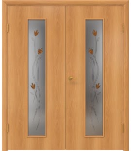 Двустворчатая дверь 22Х (ламинированная «миланский орех», остекленная)