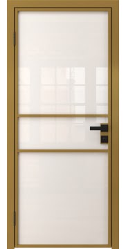 Межкомнатная дверь, 2AG (алюминиевая «золото», триплекс белый)