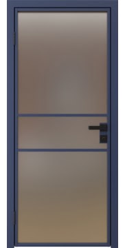 Дверь межкомнатная, 2AG (алюминиевая синяя, сатинат)