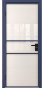Алюминиевая межкомнатная дверь 2AG («синий матовый» / триплекс белый) — 4739