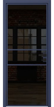 Алюминиевая межкомнатная дверь 2AG («синий матовый» / триплекс черный) — 4738