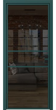 Алюминиевая межкомнатная дверь 2AG («зеленый матовый» / стекло тонированное) — 4735