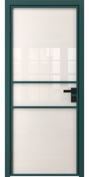Алюминиевая межкомнатная дверь 2AG («зеленый матовый» / триплекс белый) — 4733
