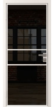 Алюминиевая межкомнатная дверь 2AG («белый матовый» / триплекс черный) — 4727