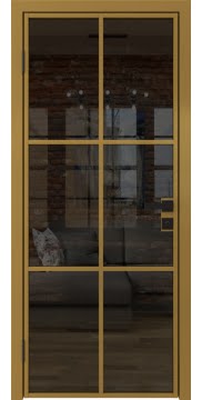 Межкомнатная стеклянная дверь 3AG (алюминиевая «золото», стекло тонированное)