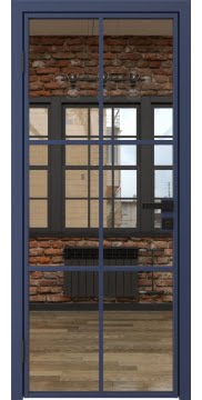 Межкомнатная дверь, 3AG (алюминиевая синяя, зеркало)