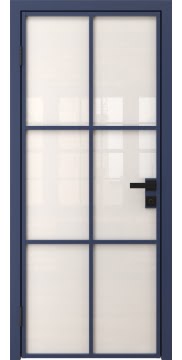 Алюминиевая межкомнатная дверь 3AG («синий матовый» / триплекс белый) — 4703