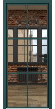 Алюминиевая межкомнатная дверь 3AG («зеленый матовый» / зеркало) — 4701