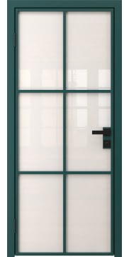 Алюминиевая межкомнатная дверь 3AG («зеленый матовый» / триплекс белый) — 4697