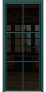 Алюминиевая межкомнатная дверь 3AG («зеленый матовый» / триплекс черный) — 4696