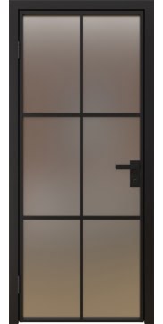 Межкомнатная стеклянная дверь 3AG (алюминиевая черная, сатинат)