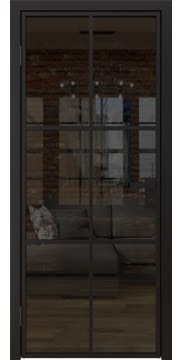 Дверь межкомнатная, 3AG (алюминиевая черная, стекло тонированное)
