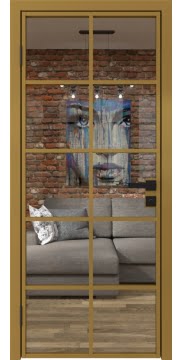Алюминиевая межкомнатная дверь 4AG («золото» / стекло прозрачное) — 4790