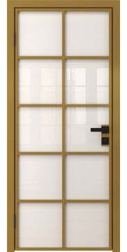 Межкомнатная дверь, 4AG (алюминиевая «золото», триплекс белый)