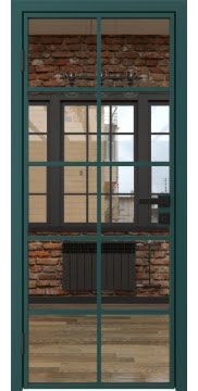 Алюминиевая межкомнатная дверь 4AG («зеленый матовый» / зеркало) — 4814