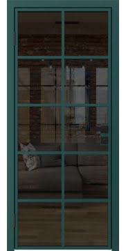 Алюминиевая межкомнатная дверь 4AG («зеленый матовый» / стекло тонированное) — 4812