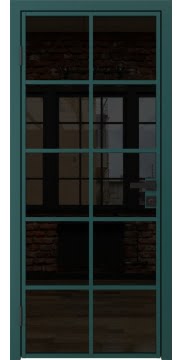 Алюминиевая межкомнатная дверь 4AG («зеленый матовый» / триплекс черный) — 4810