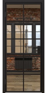 Межкомнатная дверь, 4AG (алюминиевая черная, зеркало)