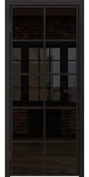 Дверь межкомнатная, 4AG (алюминиевая черная, триплекс черный)