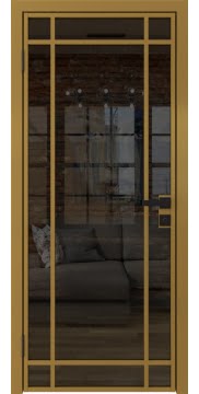 Алюминиевая межкомнатная дверь 5AG («золото» / стекло тонированное) — 4639