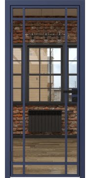 Межкомнатная дверь, 5AG (алюминиевая синяя, зеркало)