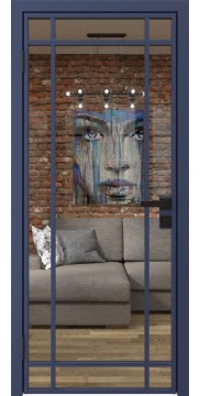 Алюминиевая межкомнатная дверь 5AG («синий матовый» / стекло прозрачное) — 4670