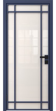 Алюминиевая межкомнатная дверь 5AG («синий матовый» / триплекс белый) — 4668