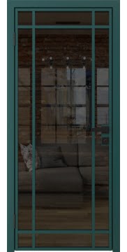 Алюминиевая межкомнатная дверь 5AG («зеленый матовый» / стекло тонированное) — 4663