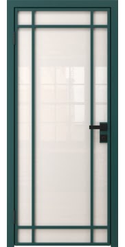 Алюминиевая межкомнатная дверь 5AG («зеленый матовый» / триплекс белый) — 4661