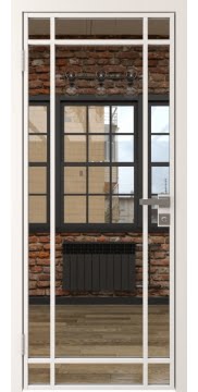 Межкомнатная дверь, 5AG (алюминиевая белая, зеркало)