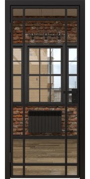 Межкомнатная дверь, 5AG (алюминиевая черная, зеркало)