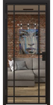 Дверь Лофт, 5AG (алюминиевая черная, стекло прозрачное)