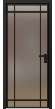 Межкомнатная стеклянная дверь 5AG (алюминиевая черная, сатинат)
