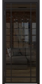 Межкомнатная дверь, 5AG (алюминиевая черная, стекло тонированное)