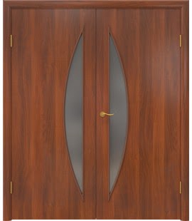 Двустворчатая дверь 5С (ламинированная «итальянский орех», матовое стекло)