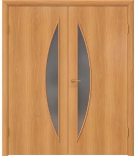 Асимметричная двустворчатая дверь, бренд: Браво, размер: 700x2000, 5С (ламинированная «миланский орех», матовое стекло)