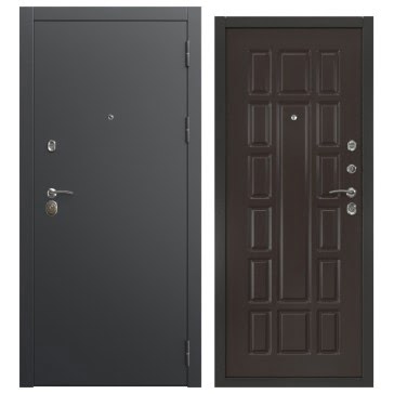 Железная дверь ALFA-00/124 (черный муар / венге)