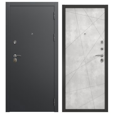 Стальная дверь ALFA-00/127 (черный муар / бетон светлый)