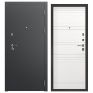 Металлическая дверь, ALFA-00/39 (черный муар / шагрень белая)