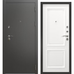 Утепленная входная дверь  ALFA-00/66 (антик серебро / шагрень белая)